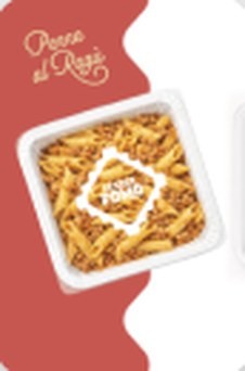 Vaschetta di penne al ragù con il marchio Cesare Poma